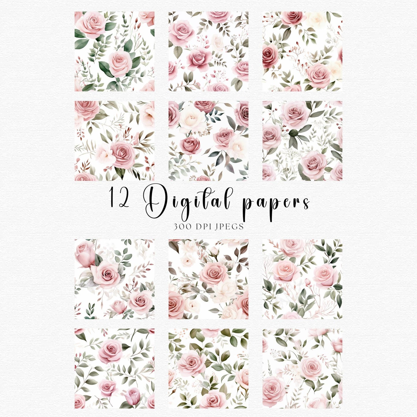 Dusty Pink Rose Digital Papers
