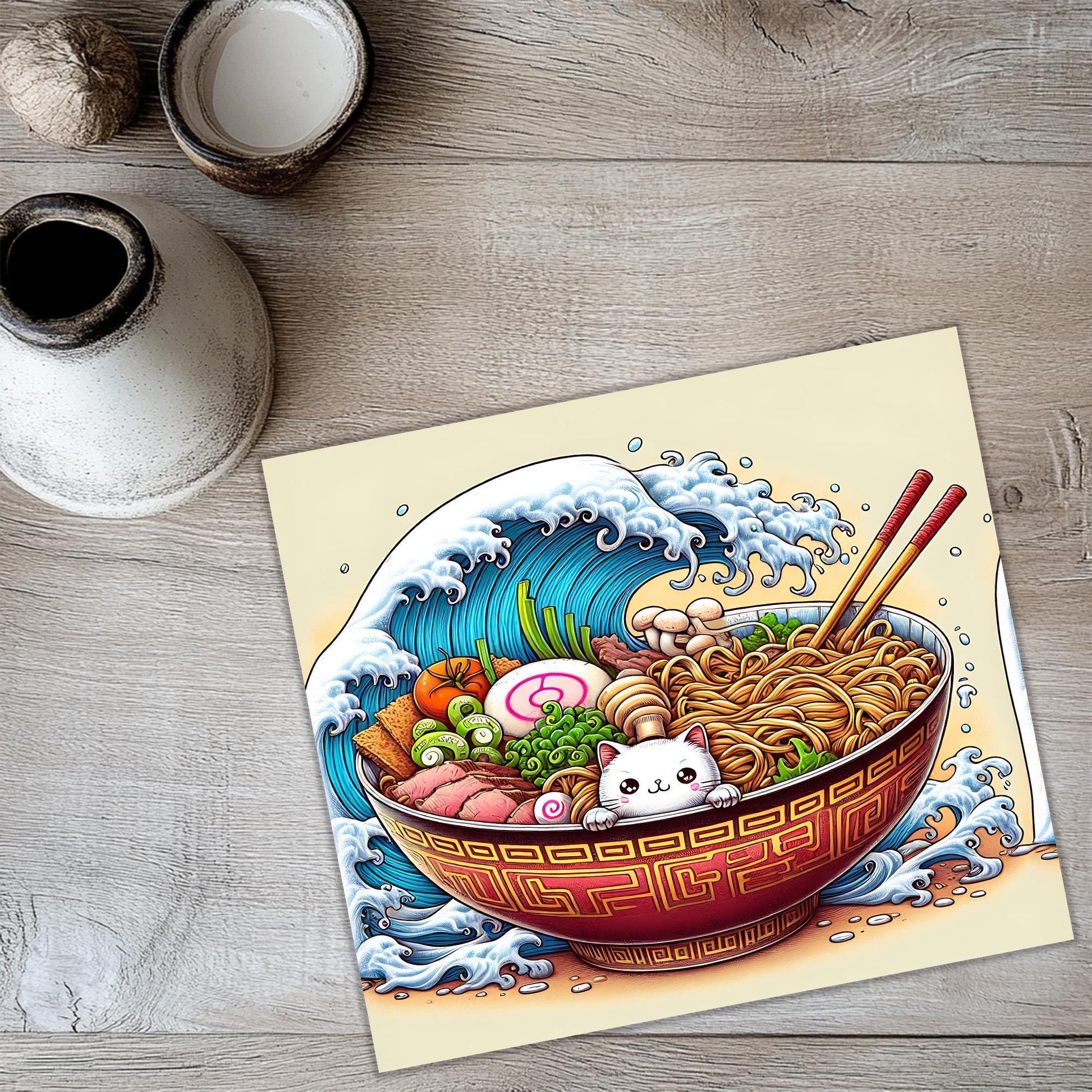 a picture of a bowl of noodles with chopsticks
