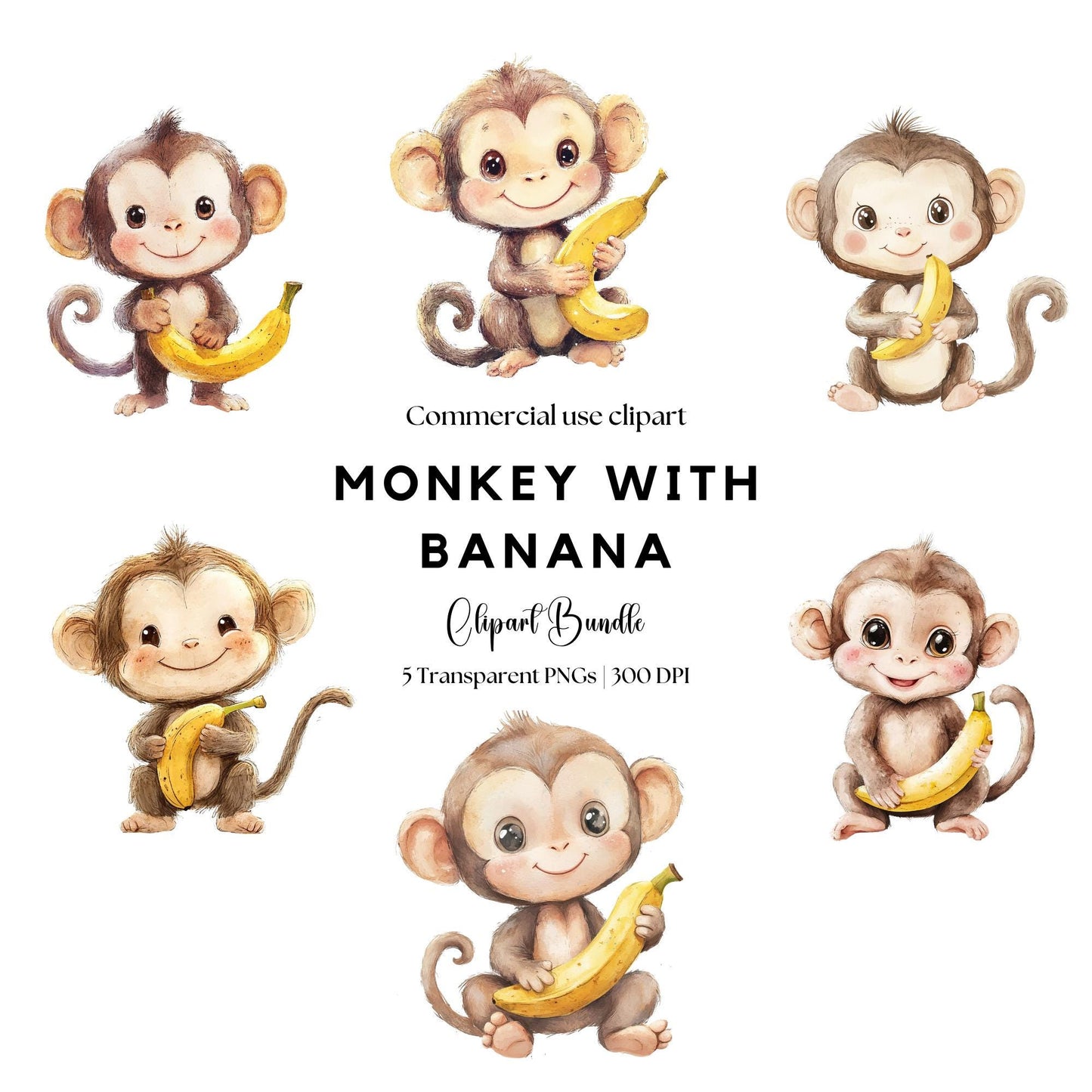 Cute Monkey with Banana Clipart