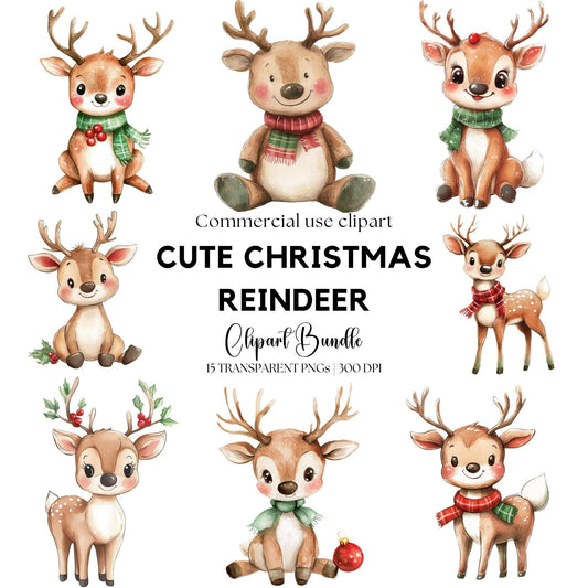 Cute Christmas Reindeer Clipart