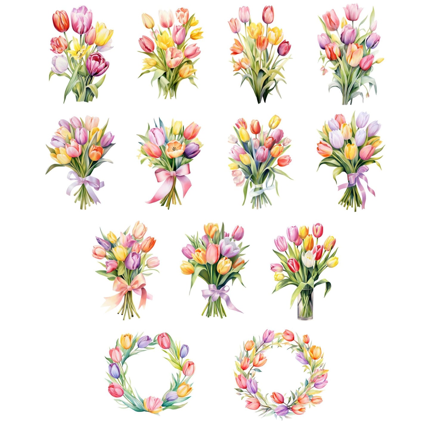 Clipart floral de tulipán en acuarela