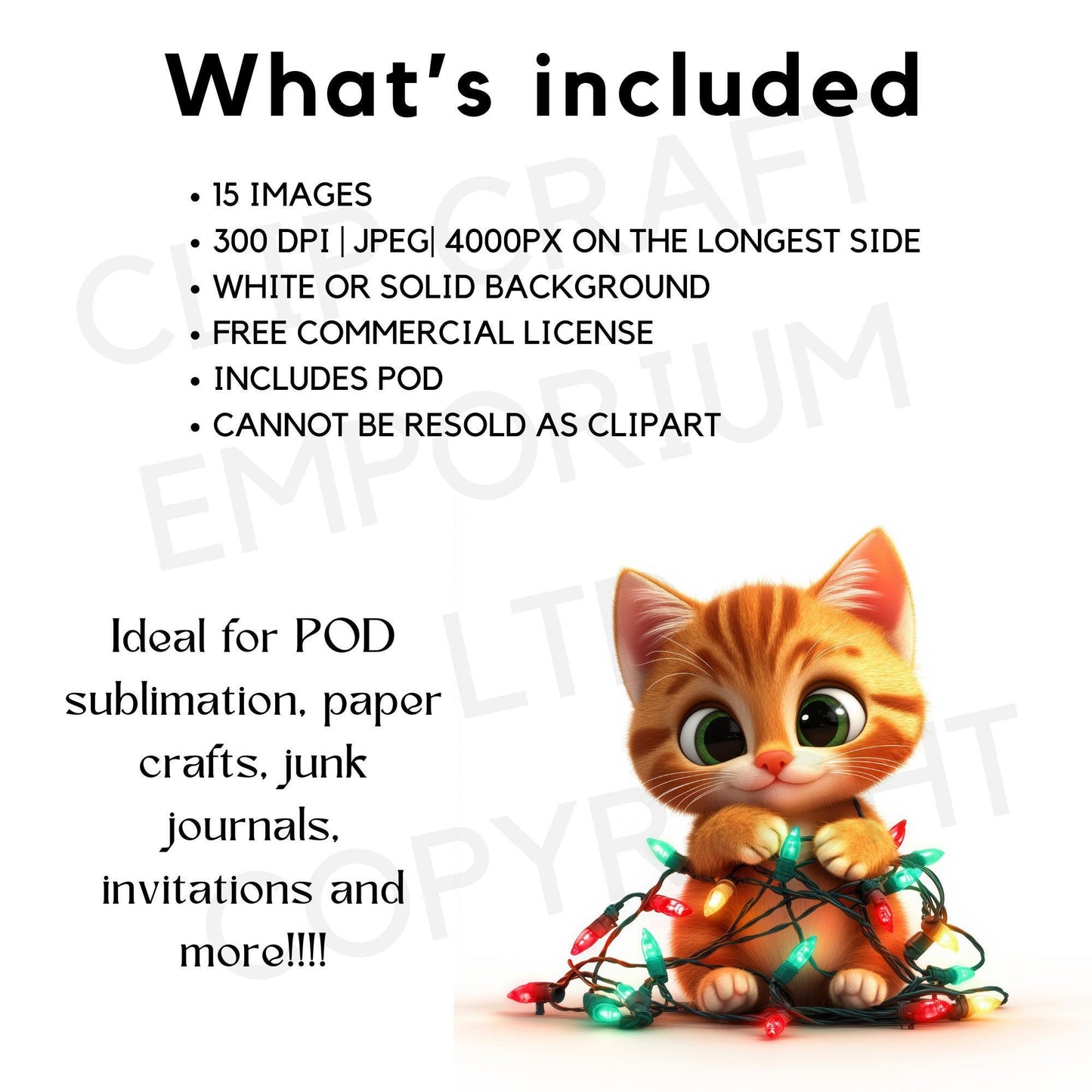 15 Quirky Christmas Cat Clipart