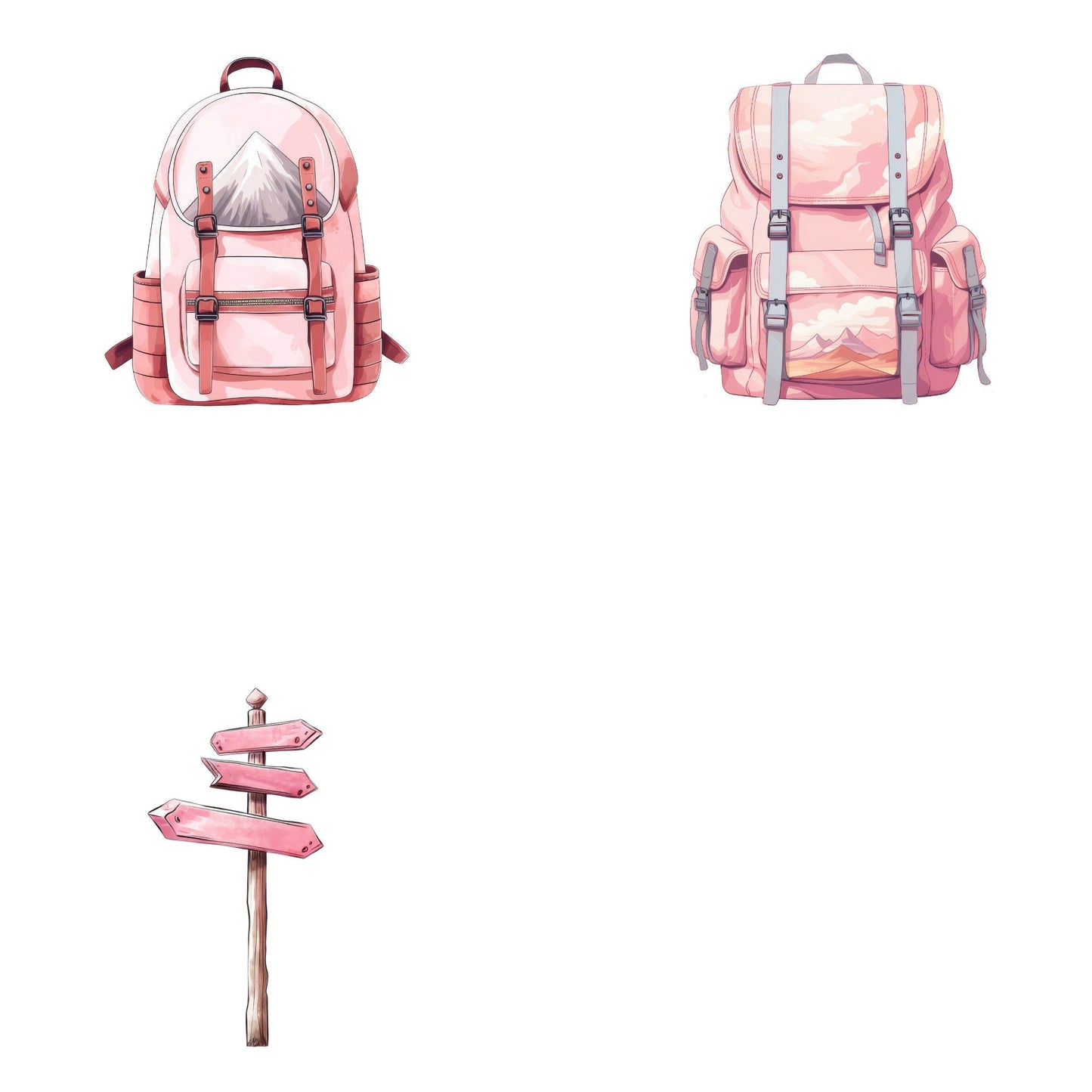Watercolor Pink Road trip girl clipart