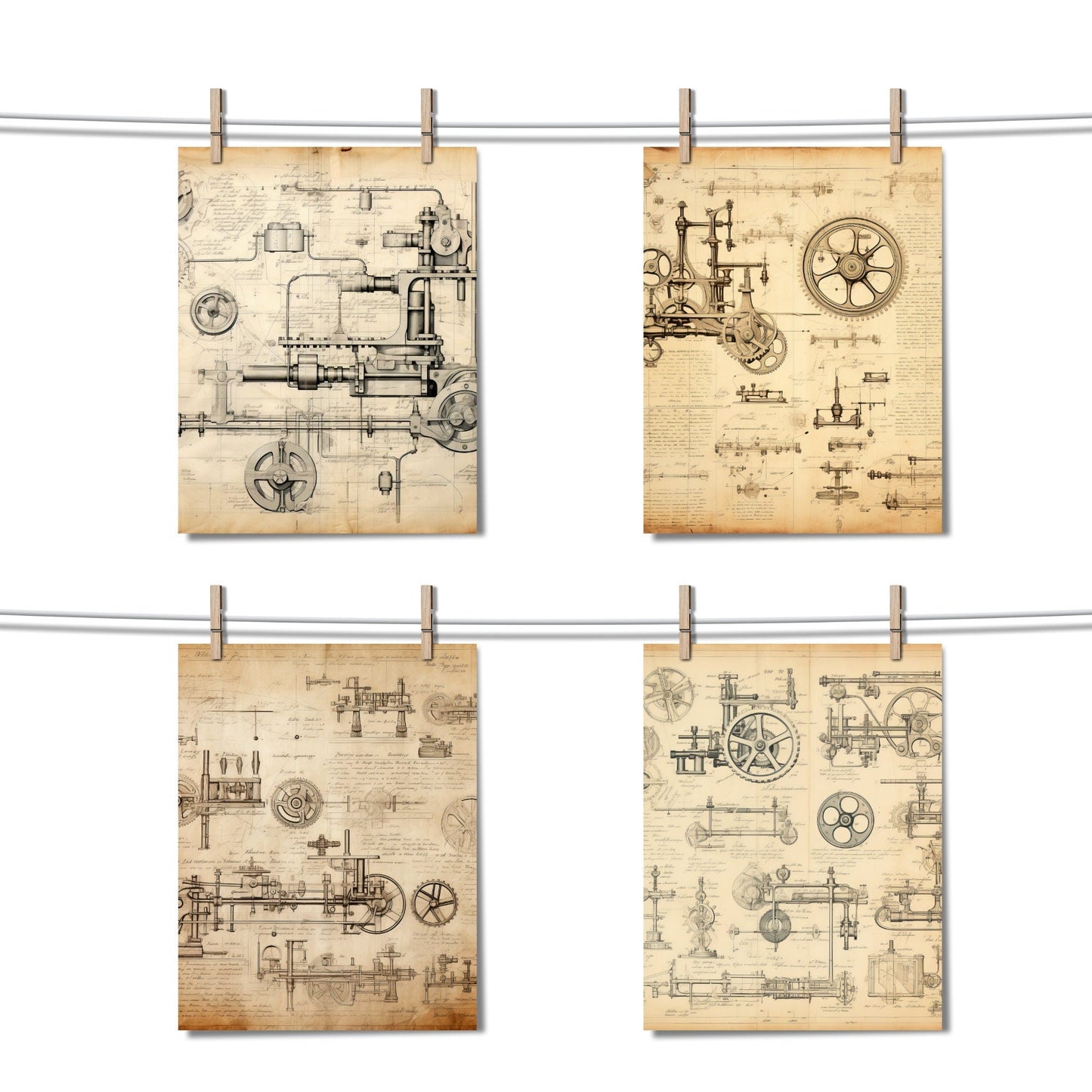 Documentos digitales de planos técnicos antiguos