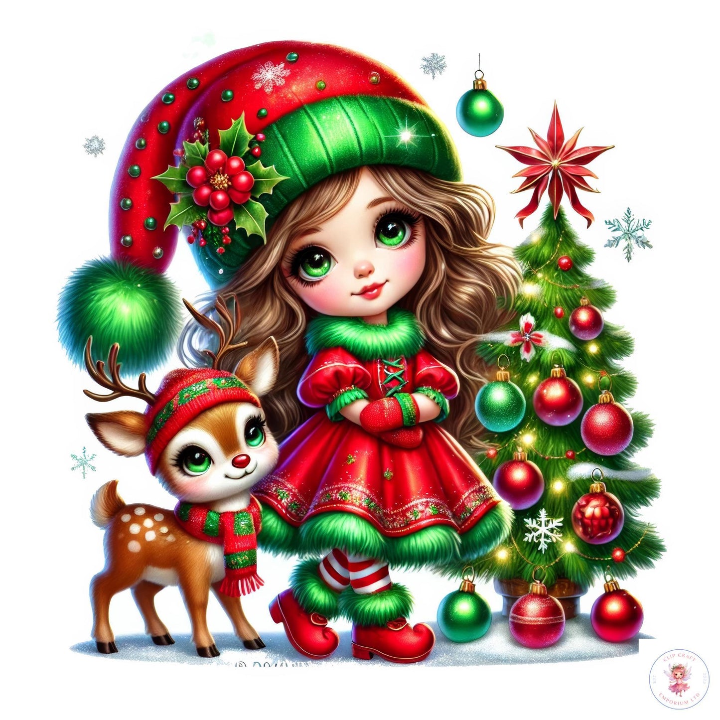 15 Christmas Gnome Girl Clipart