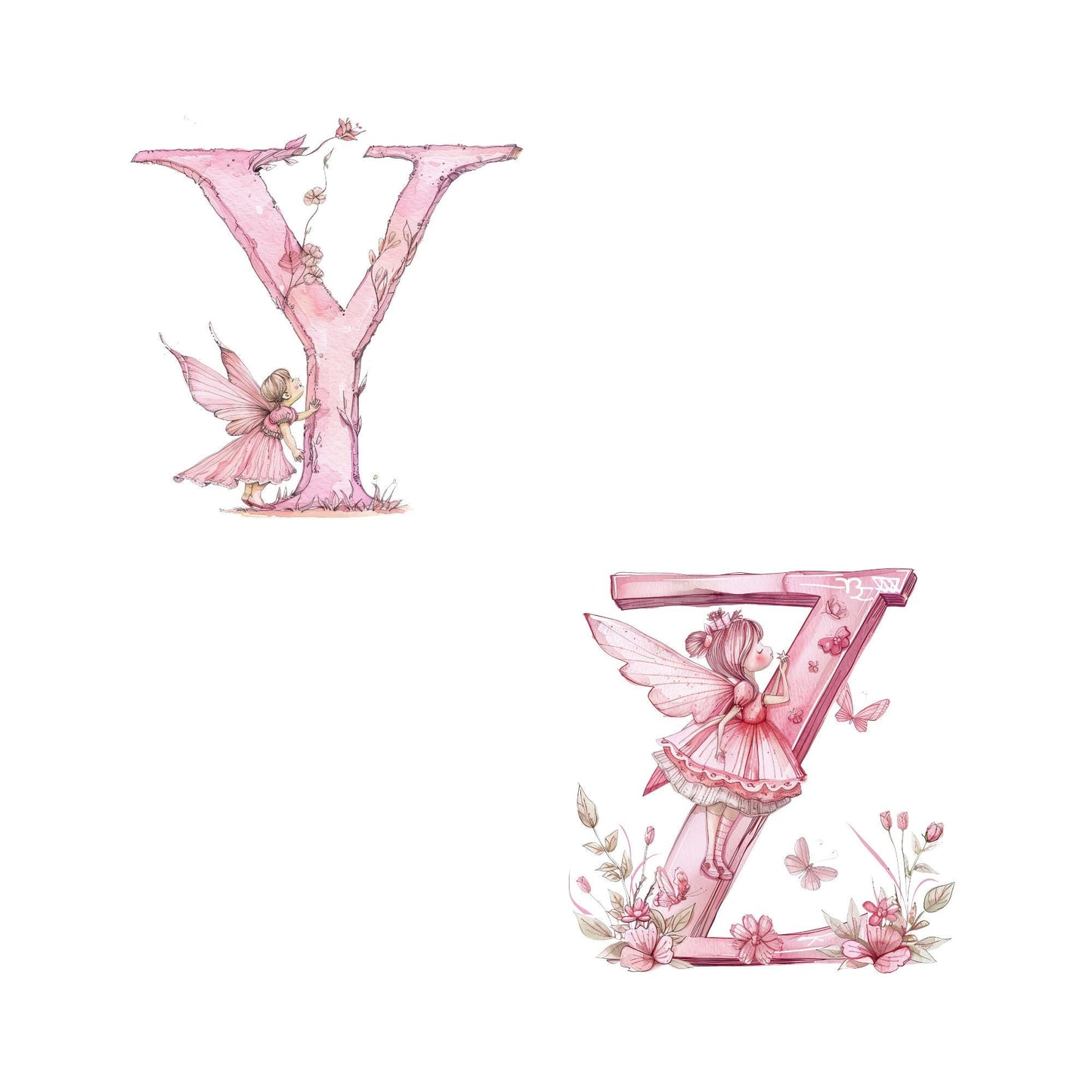 Pink Fairy Alphabet Clipart