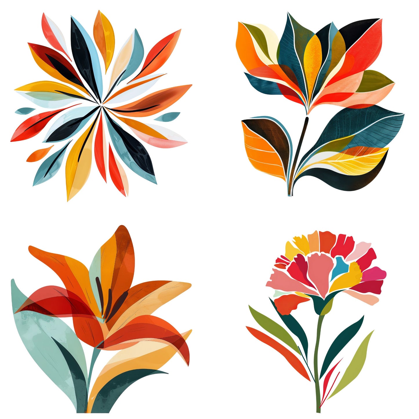 Clipart floral abstracto