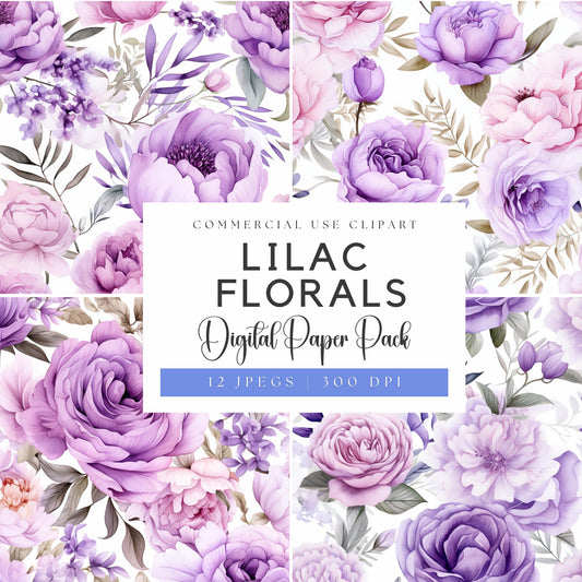 Lilac Floral Digital Papers
