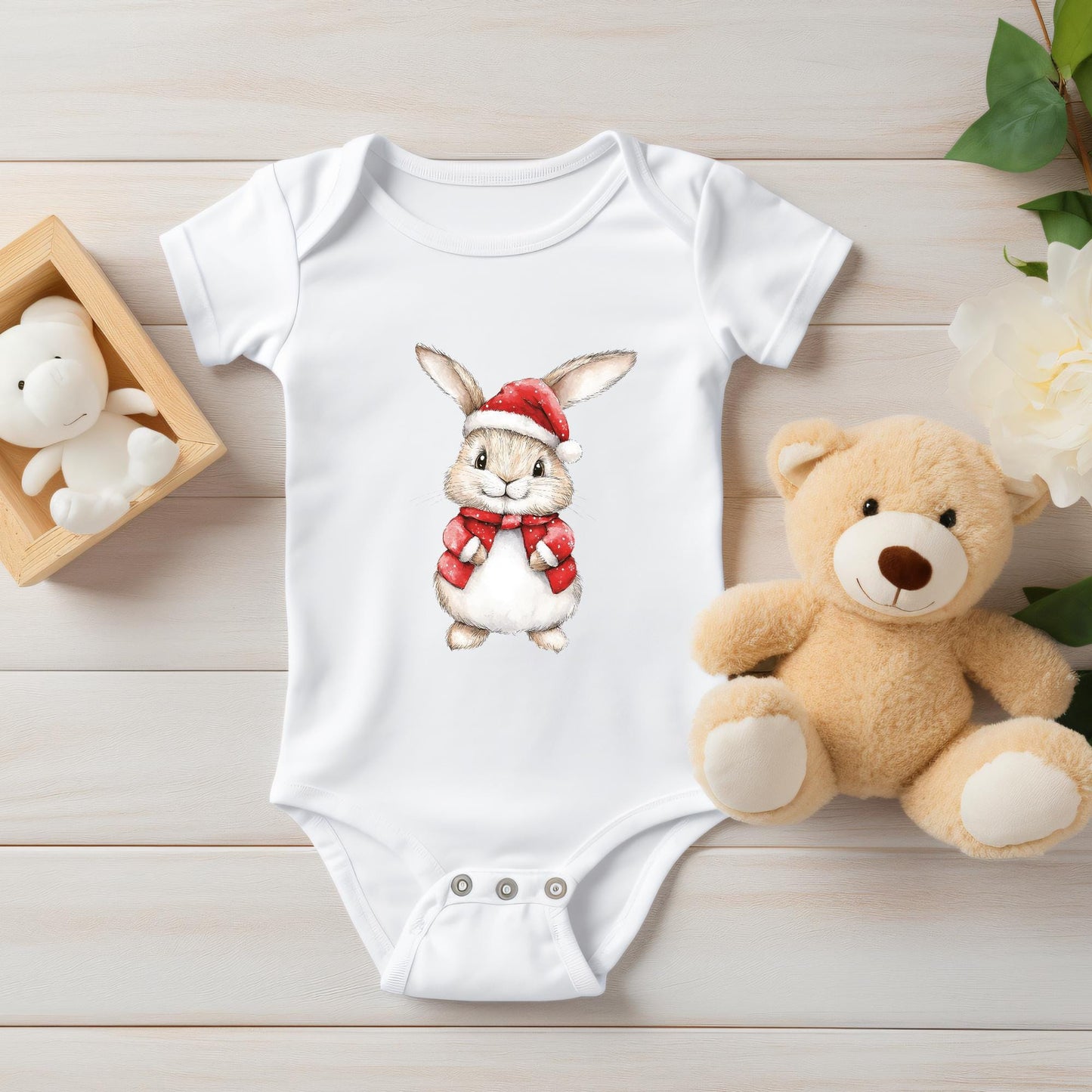 Watercolor Christmas Bunny Clipart