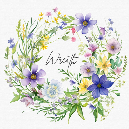 Wildflower Wreath Clipart Single