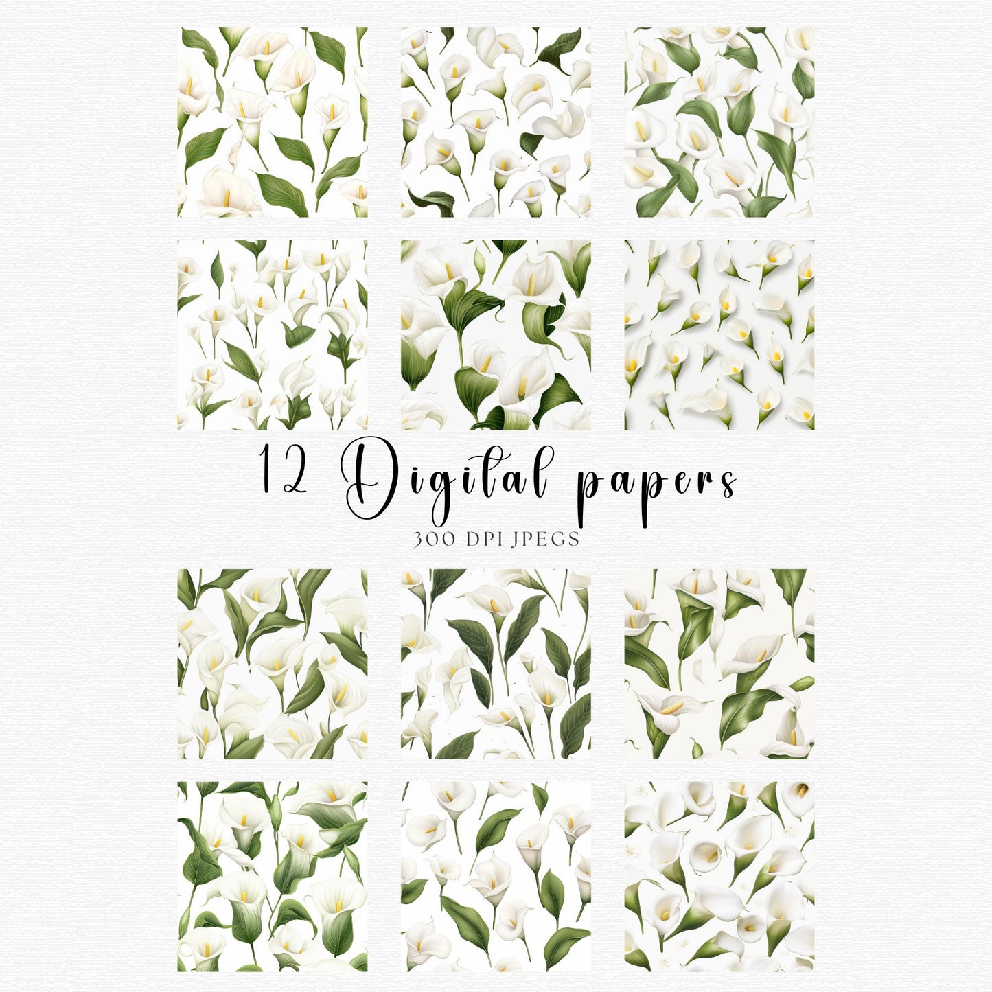Papeles digitales de acuarela de lirio blanco