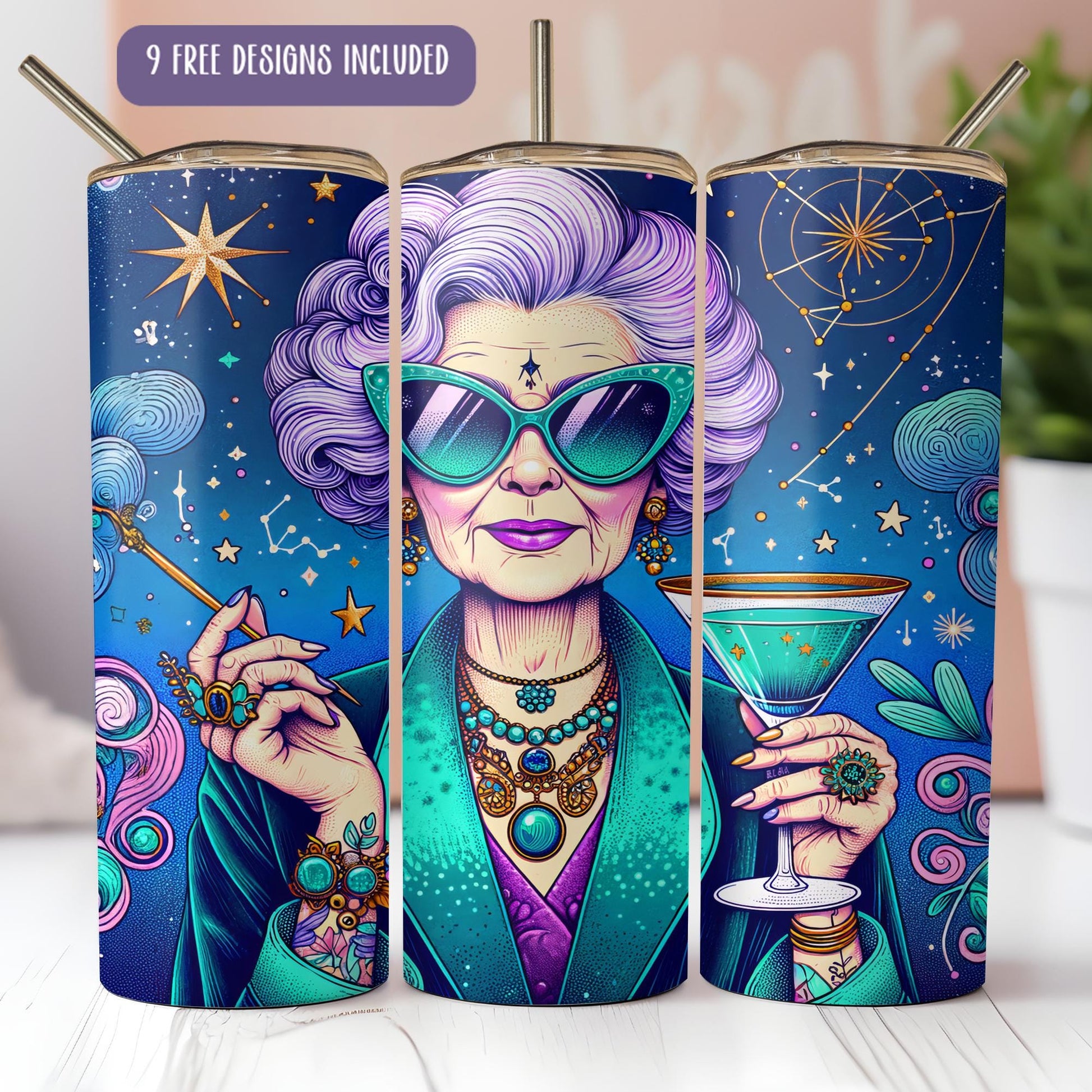 a painting of a woman holding a martini glass