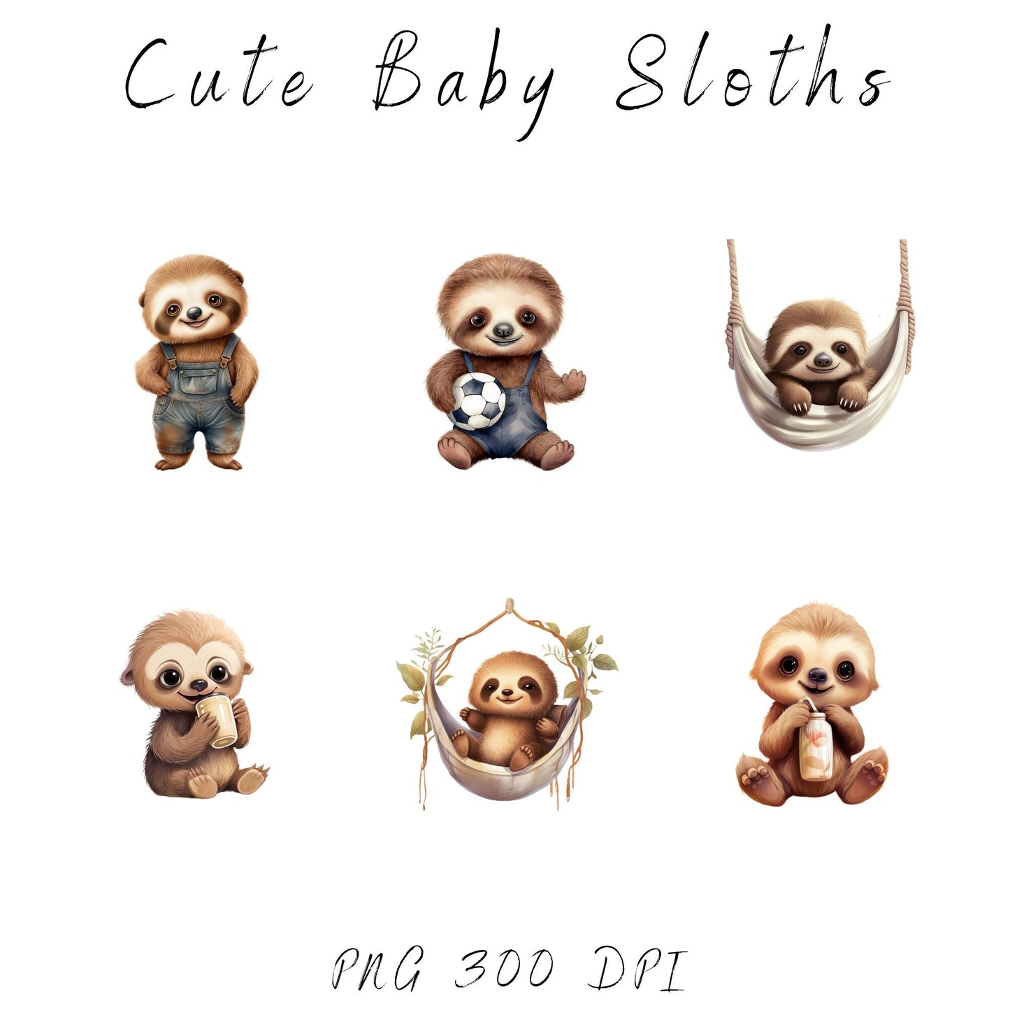 Watercolor Cute Baby Sloth