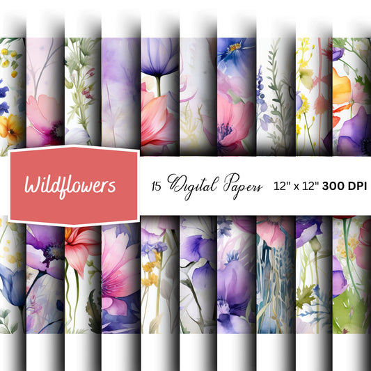Watercolor Wildflowers Digital Papers