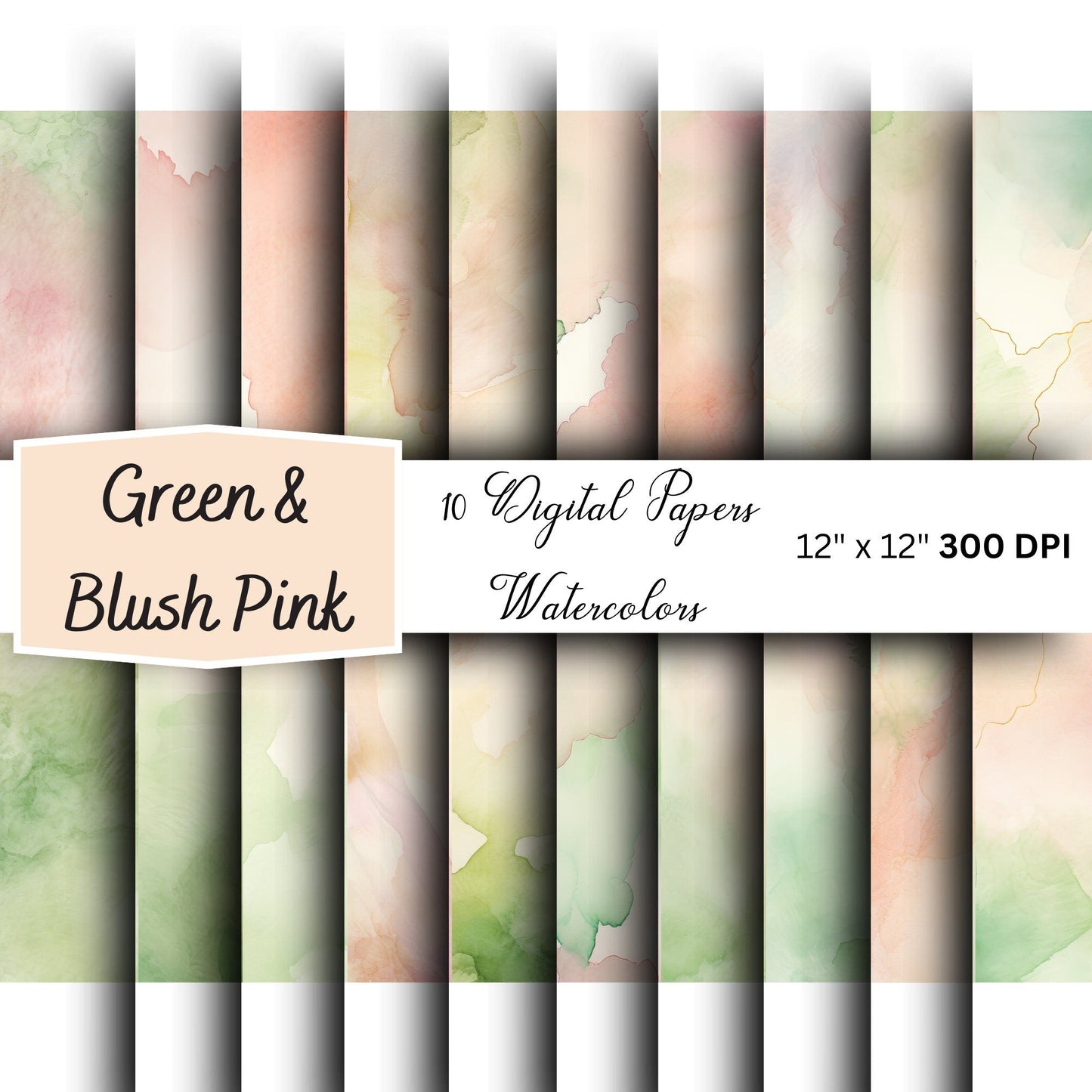 Green & Pink Blush Texture Clipart