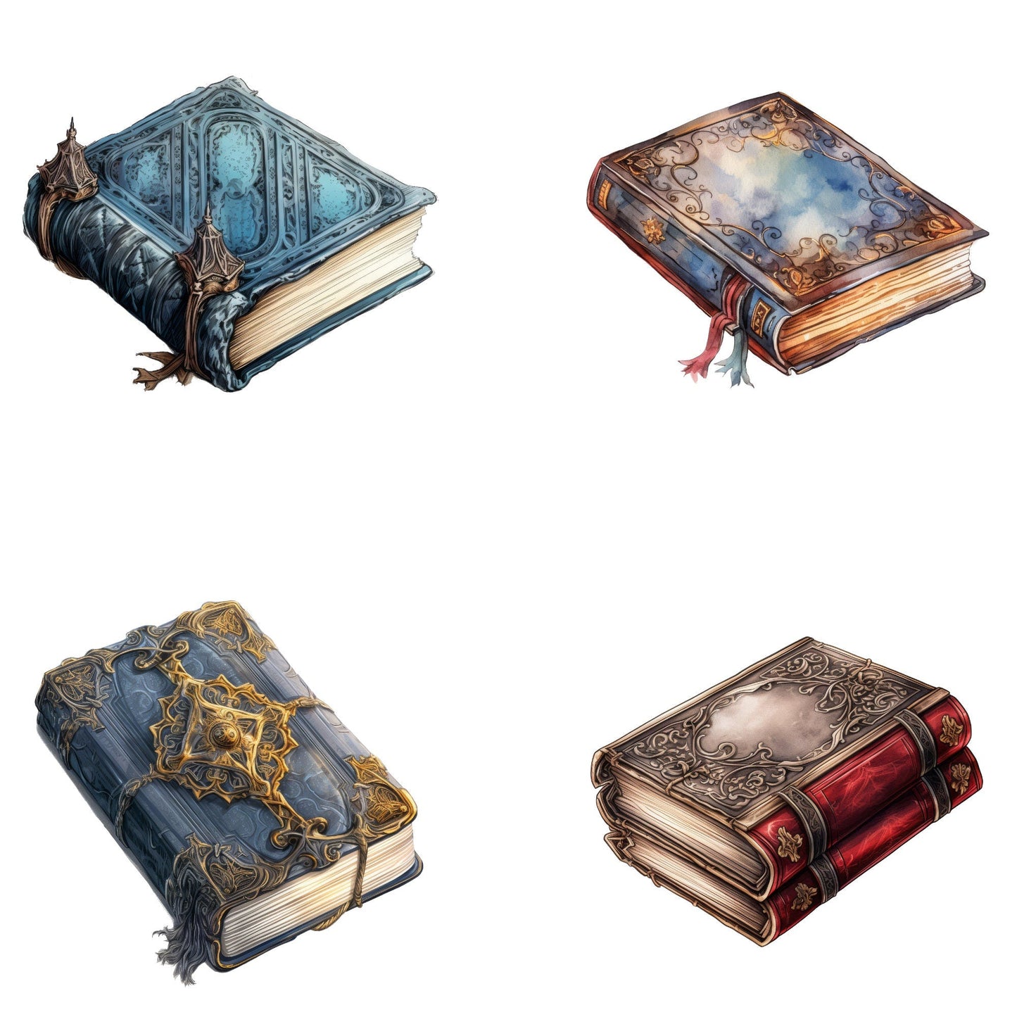 Watercolor Gothic Bookshelf Clipart