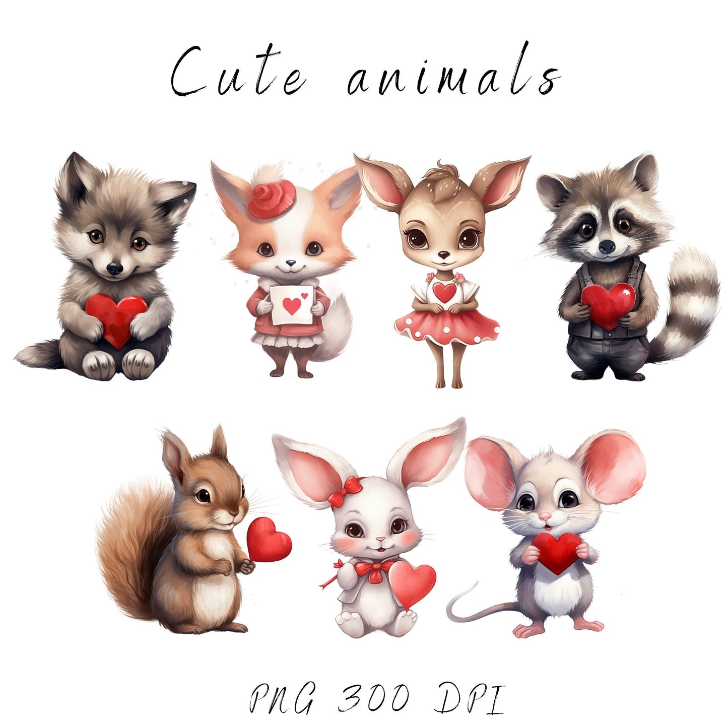 Valentines Cute Animal Clipart