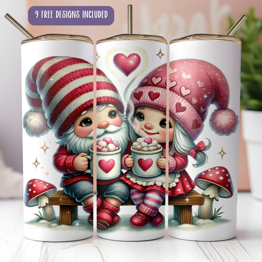 a couple of gnomes sitting next to each other