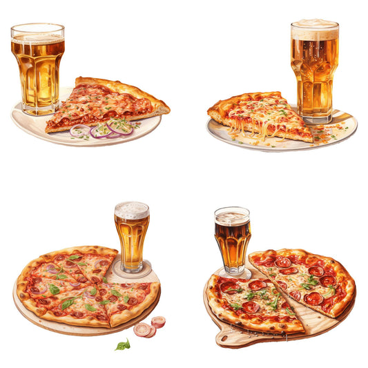 Pizza and Beer Clipart