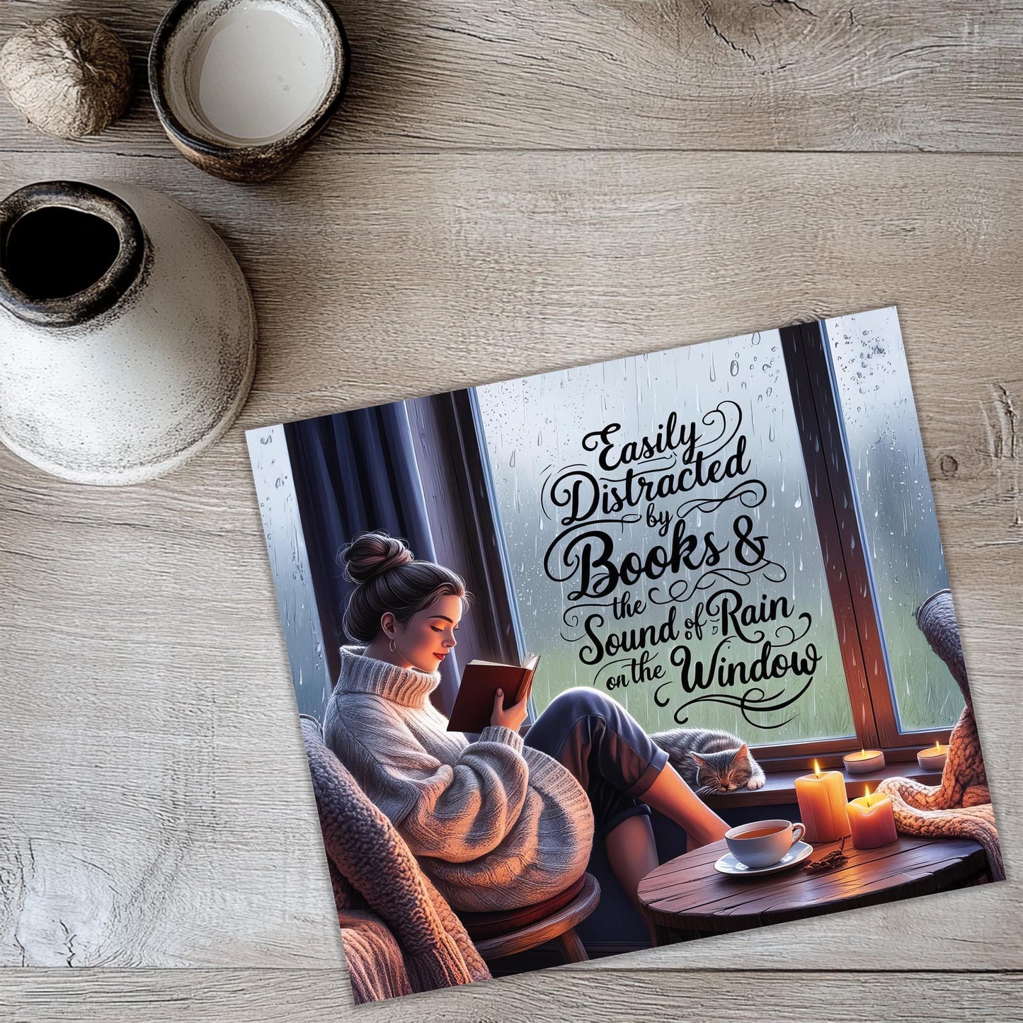 a picture of a woman reading a book