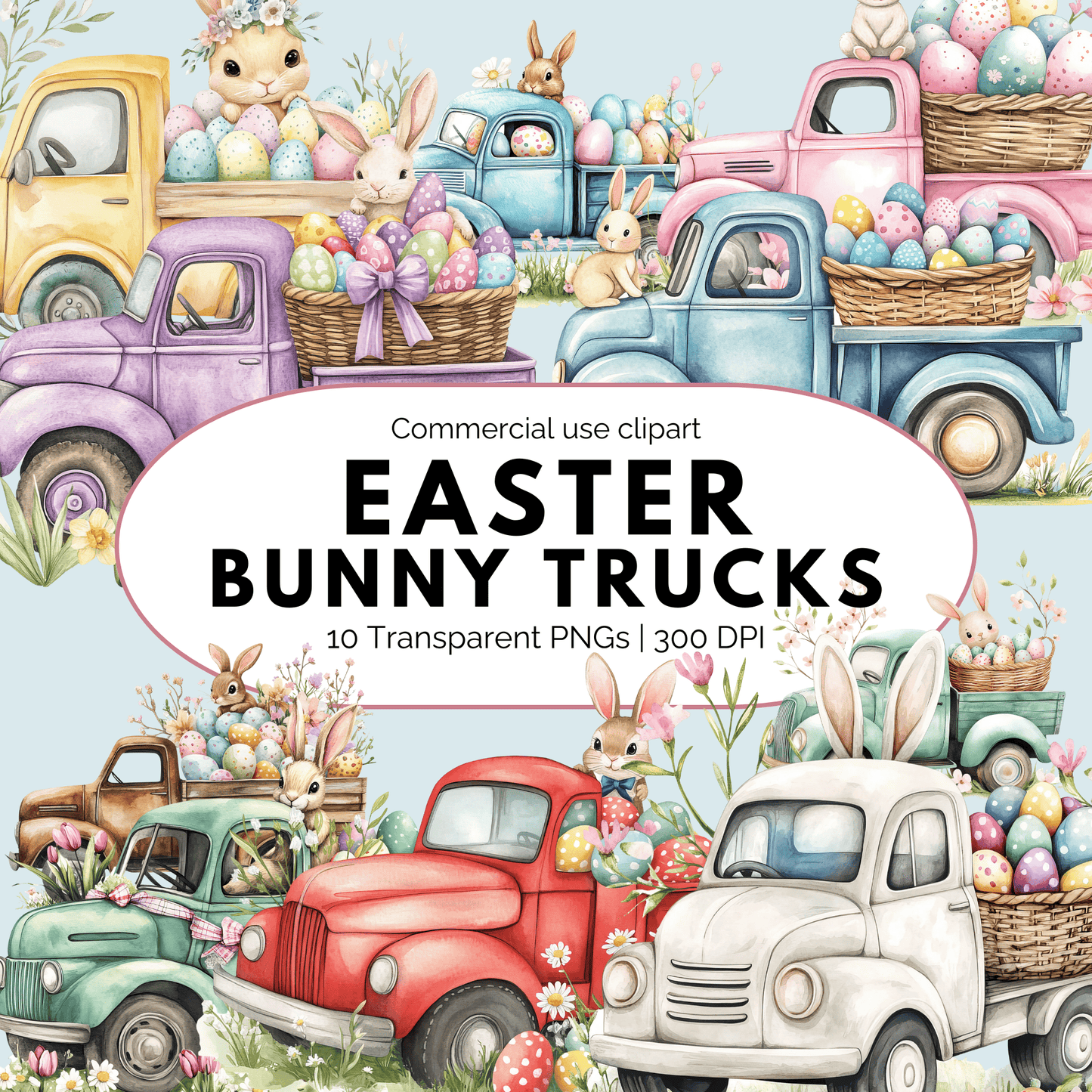 Easter Bunny Trucks Clipart