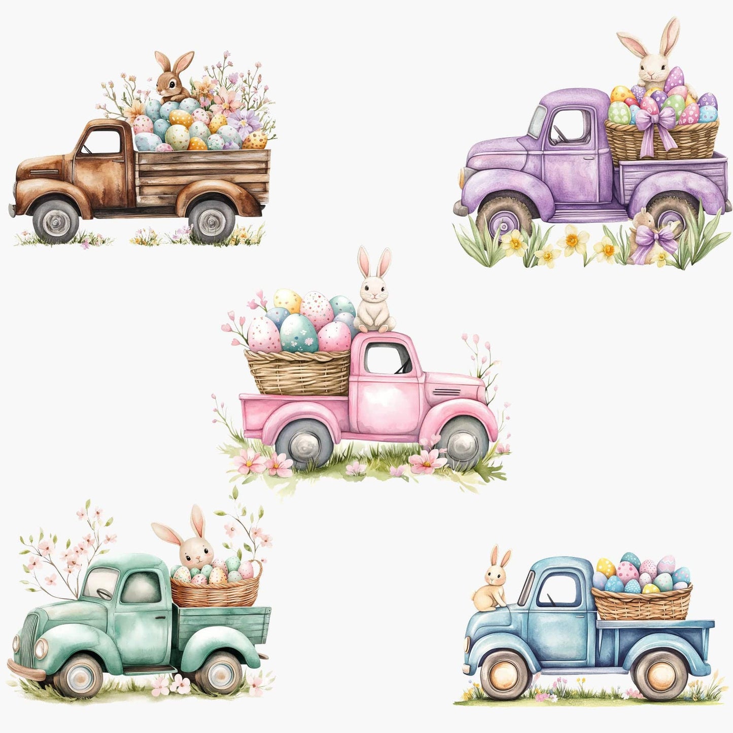 Easter Bunny Trucks Clipart