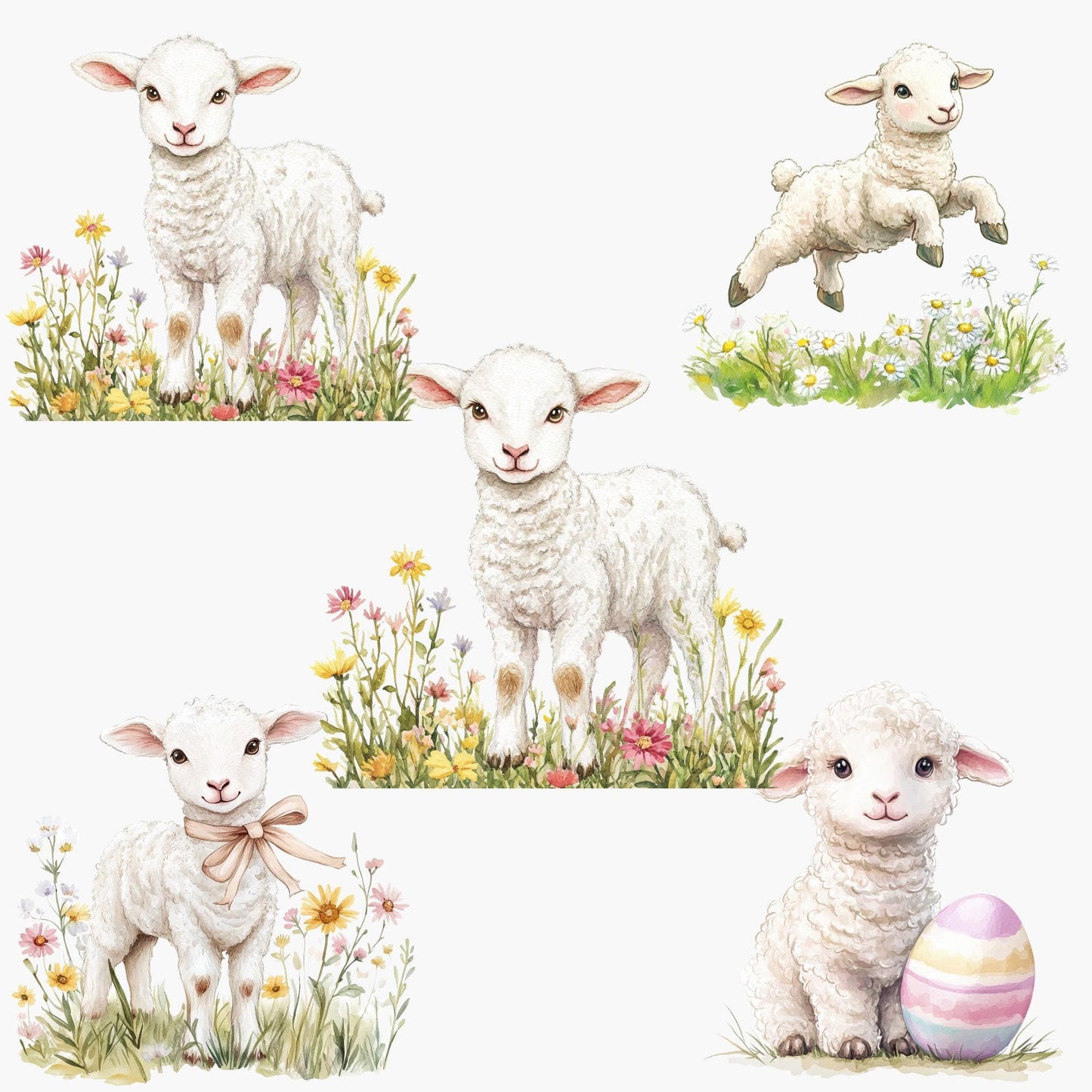 Easter Chicks and Lambs Clipart
