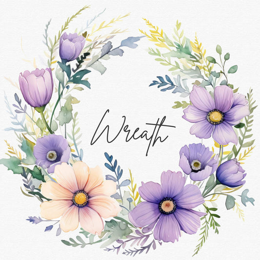 Wildflower Wreath Clipart Single