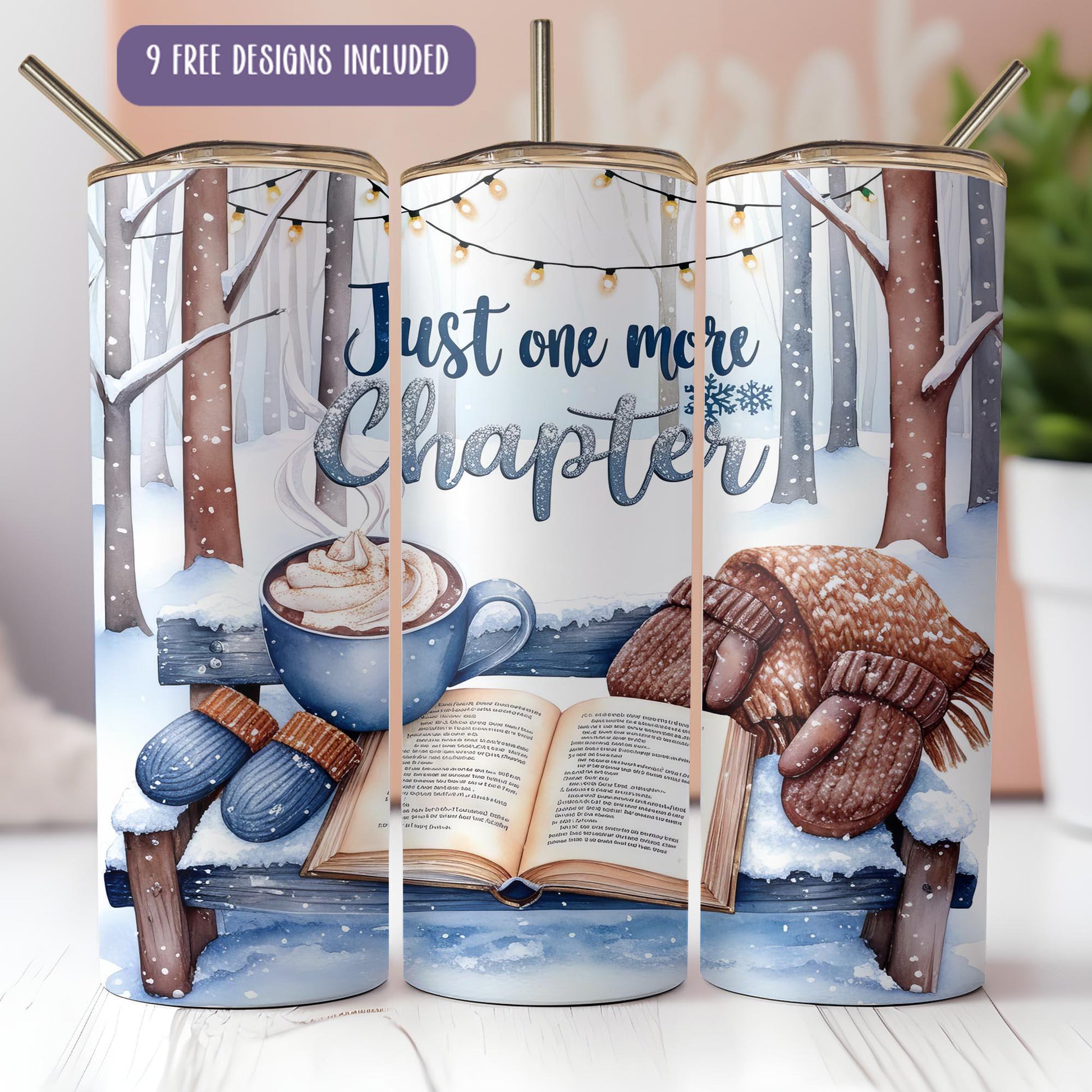 a couple of coffee mugs with a picture of a book and a cup of