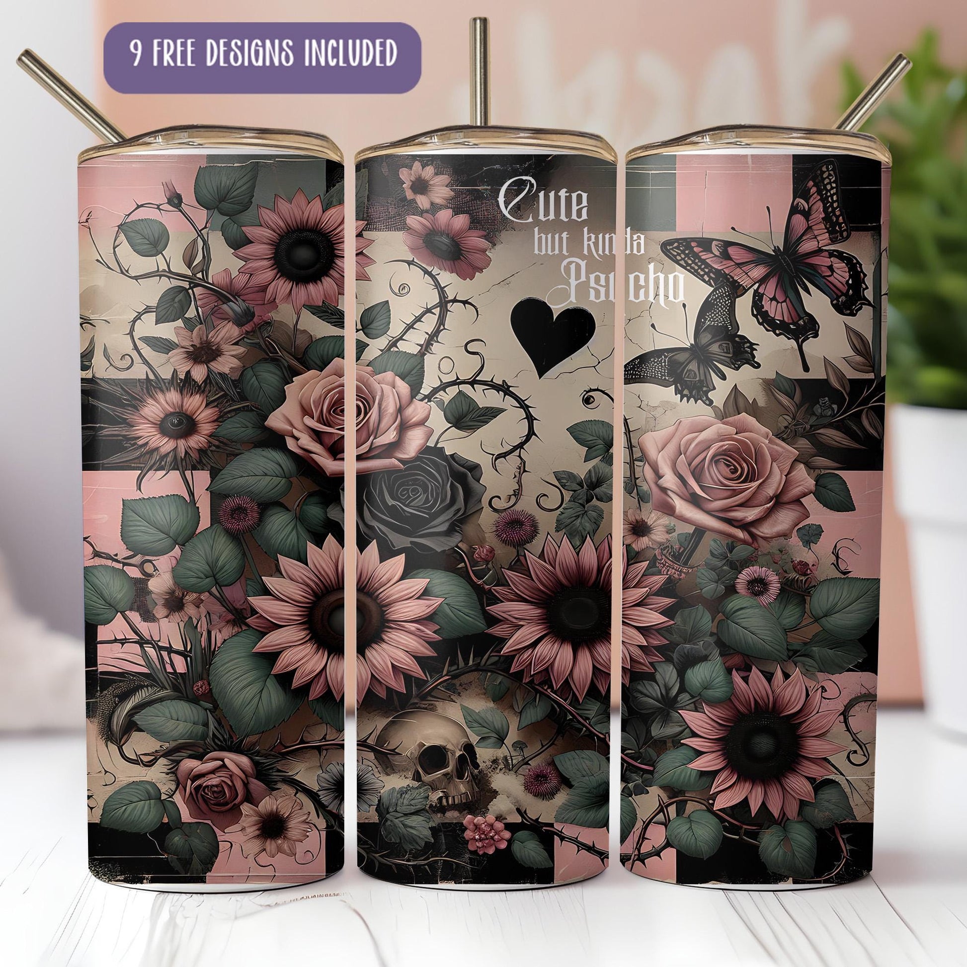 a couple of cans with flowers on them