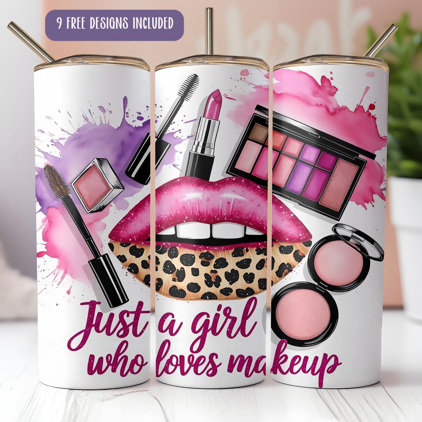 a couple of cans with lipstick and makeup on them
