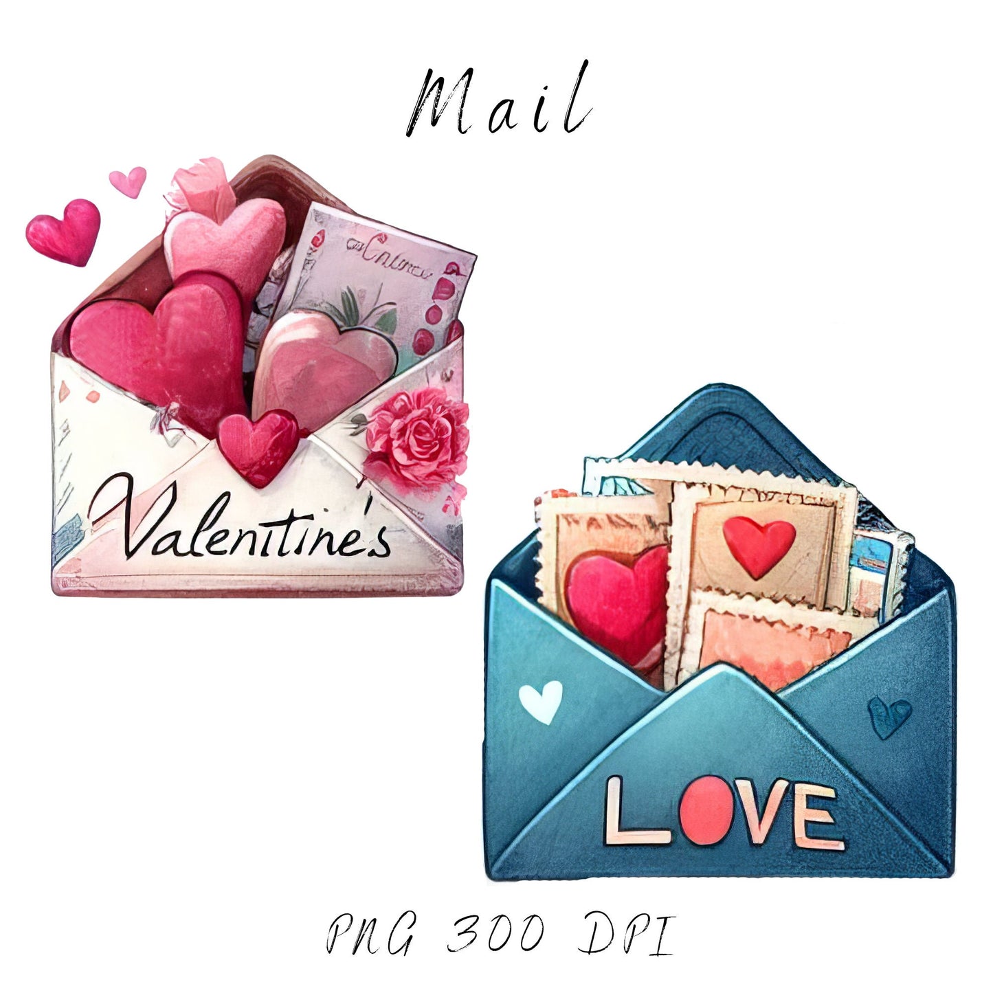 Valentines Retro Mail Clipart