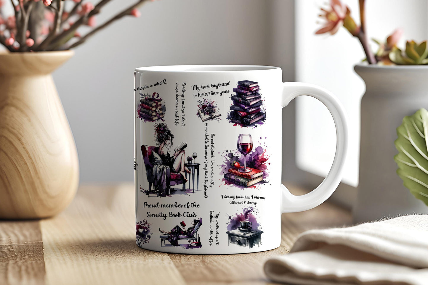 a coffee mug with a picture of different things on it
