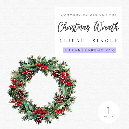 Watercolor Christmas Wreath Clipart