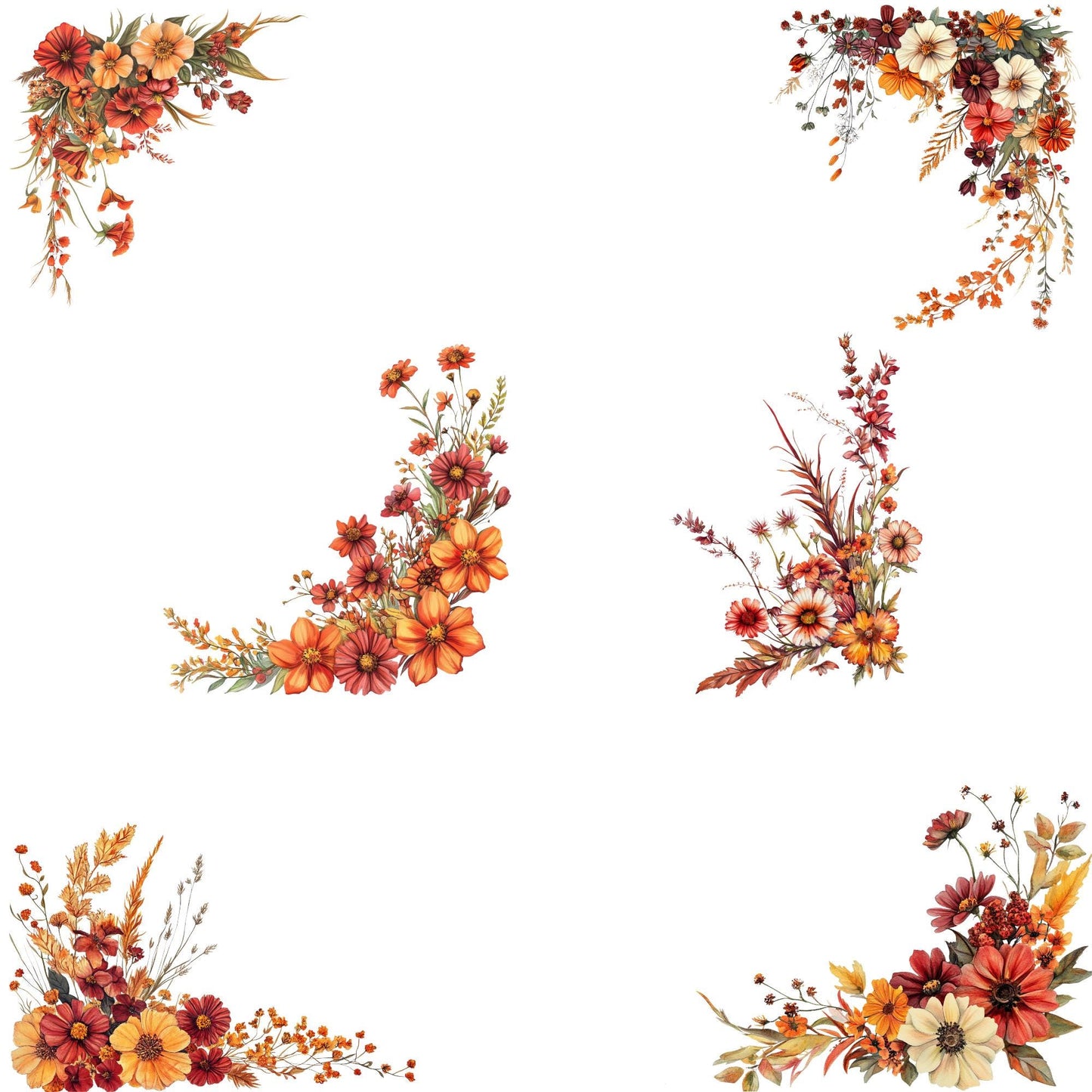 Watercolor Fall Wild Flowers Clipart