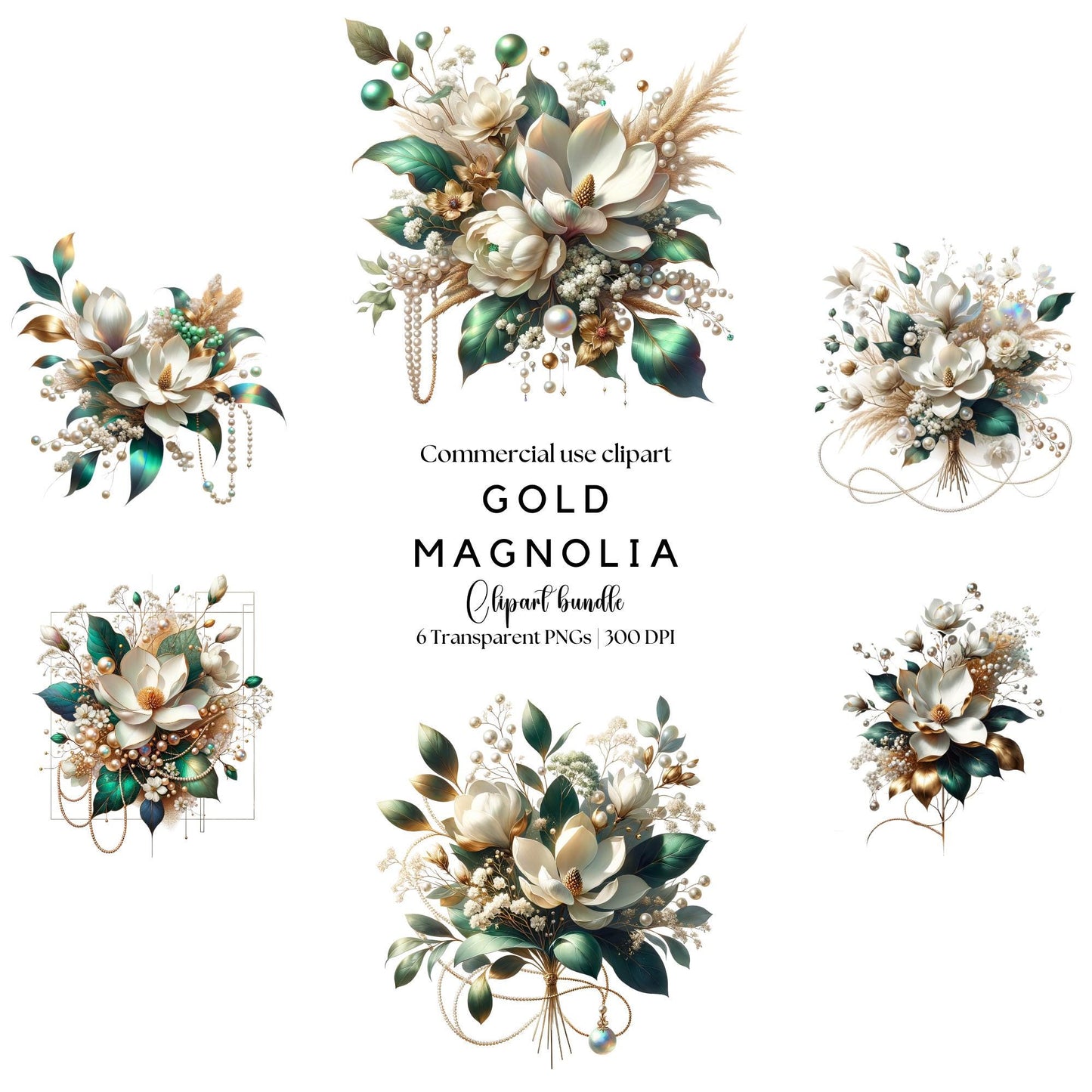 Gold Magnolia Floral clipart