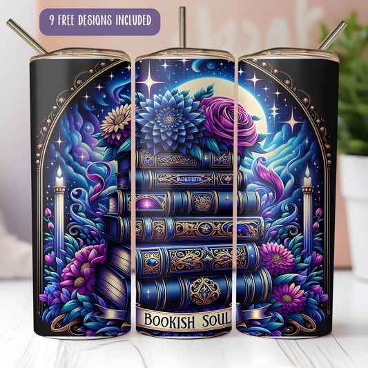 a set of three books with flowers on them