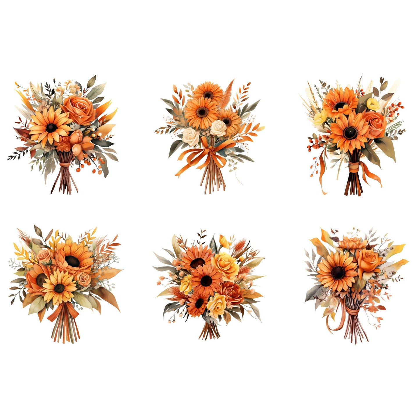 Clipart floral de terracota