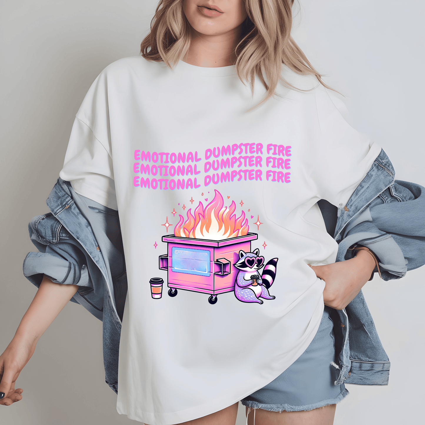 Emotional Dumpster Fire PNG – Funny Skeleton Mental Health Shirt Sublimation Design