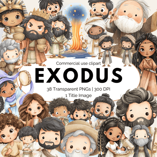 Exodus Bible Story Clipart Bundle | Christian Kids PNGs | Moses Biblical Commercial Use Clipart