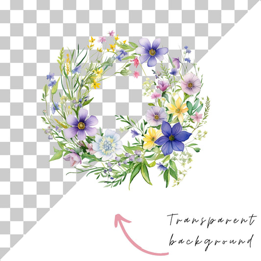 Wildflower Wreath Clipart Single