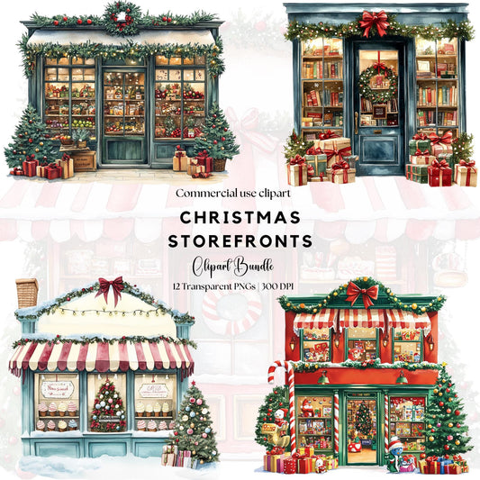 Christmas Storefronts Clipart