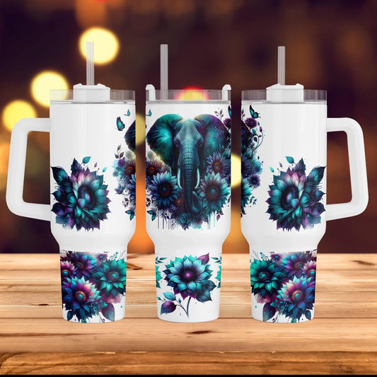 a couple of cups sitting on top of a wooden table