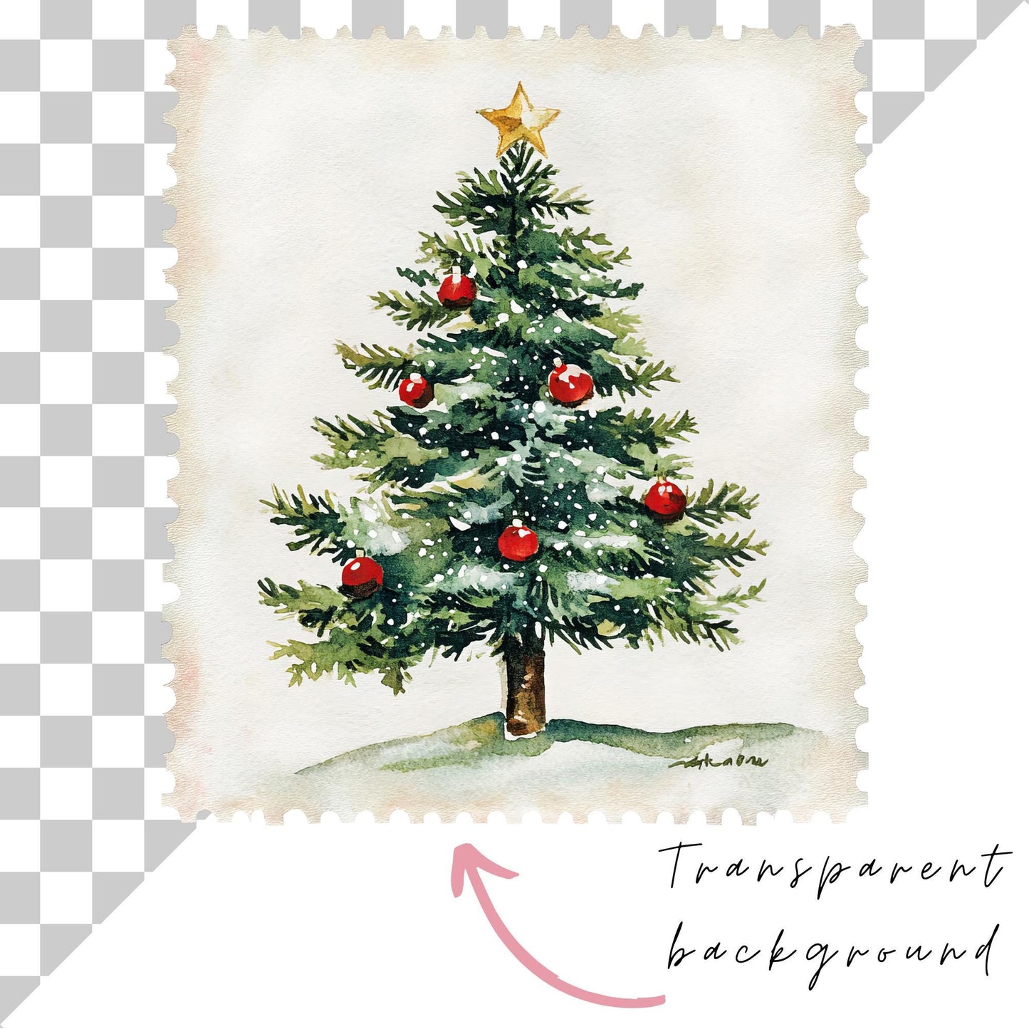 Vintage Christmas Stamps Clipart