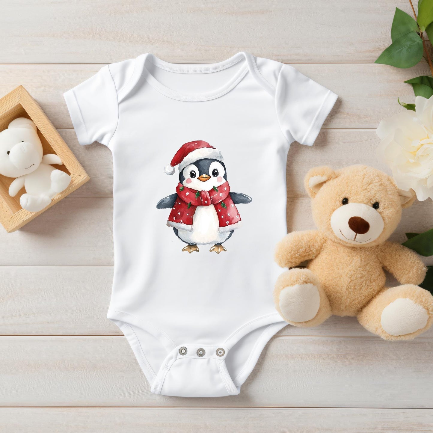 Clipart de pingüino navideño en acuarela