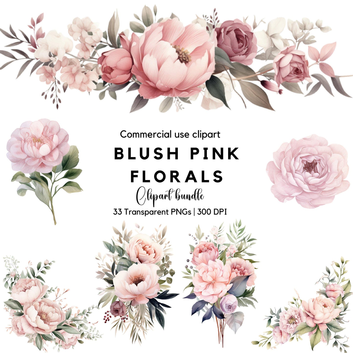 Clipart floral rosa ruborizado