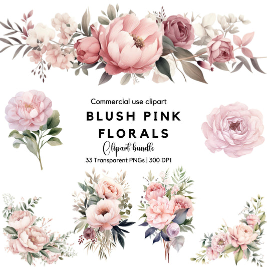 Clipart floral rosa ruborizado