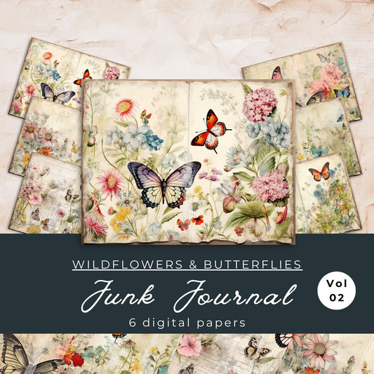 Wildflower Butterfly Junk Journal Pages Vol 2