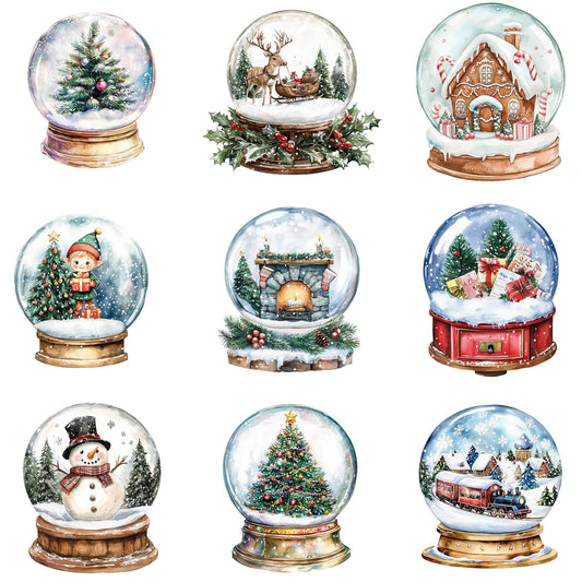 Watercolor Christmas Snowglobe Clipart