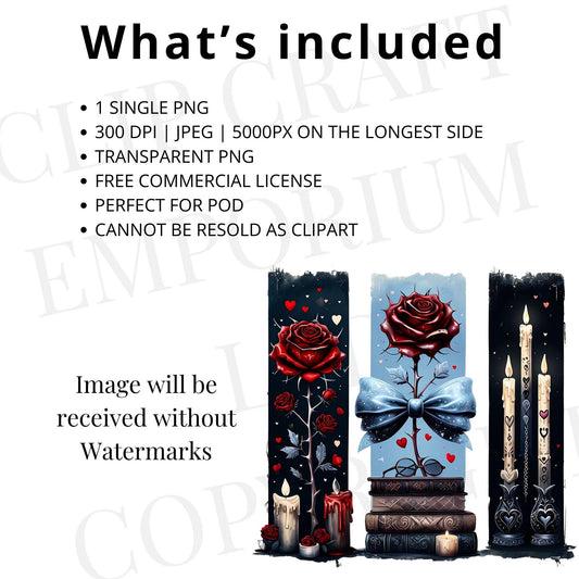 Rosa gótica sublimada PNG | Diseño de rosa roja romántica oscura | Camiseta moderna PNG | Arte gótico sublimado | Descarga digital